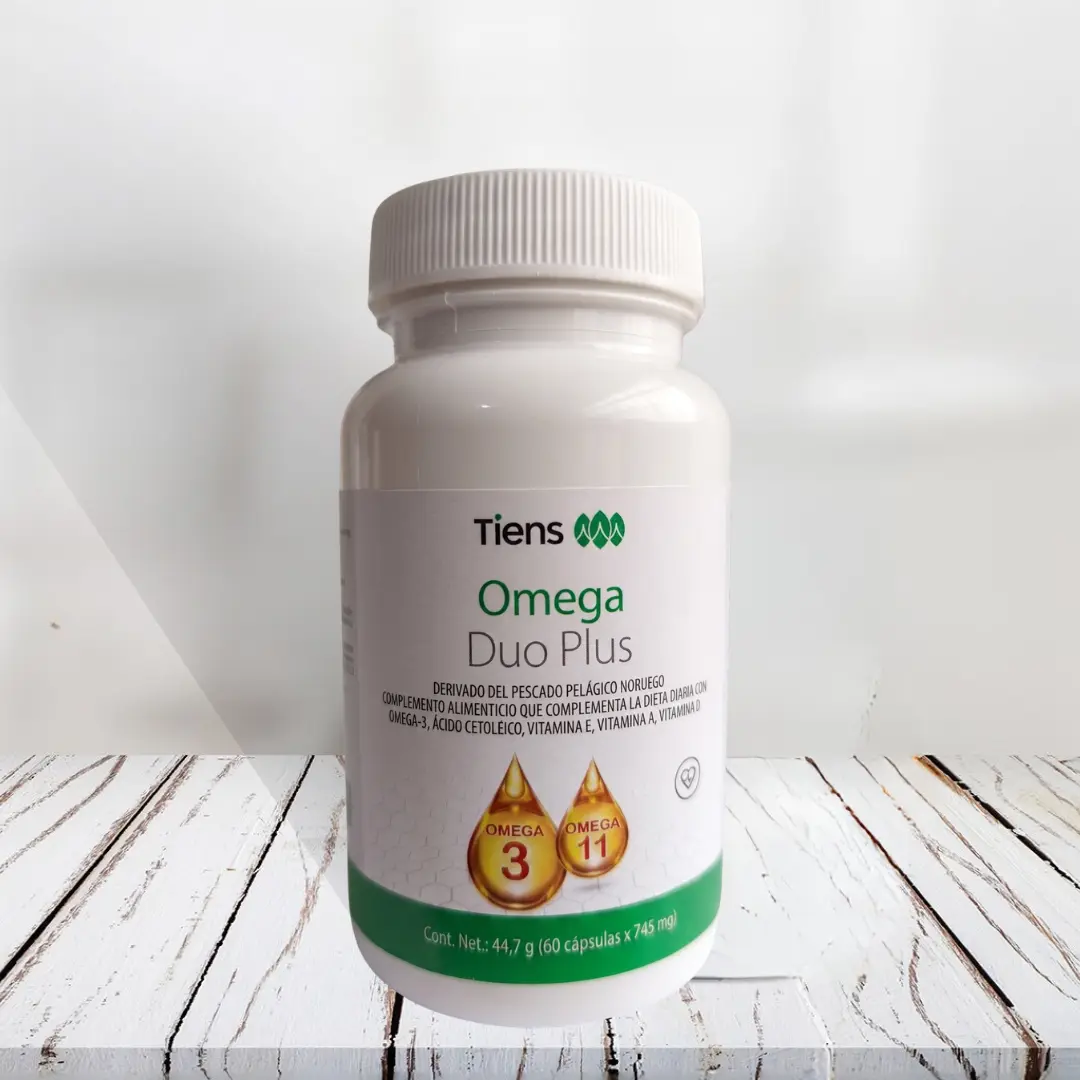 TIENS Omega Duo Plus – Aceite de Pescado Noruego con Omega 3, Omega 11 y Vitaminas (60 Cápsulas)